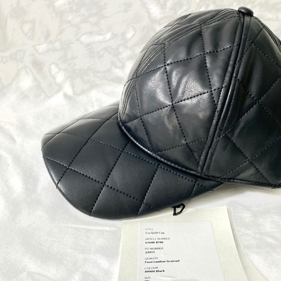 STAND STUDIO Black Faux Leather Quilted Cap - Picture 12 of 16